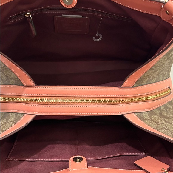 Coach (NWOT) Kristy Shoulder Bag in Signature Canvas with Light Coral Trim - Picture 12 of 14